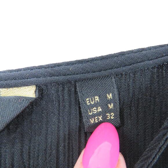 Massimo Dutti Black Long Sleeve Bishop Sleeve Maxi Dress with Neck Tie Medium - Picture 9 of 10